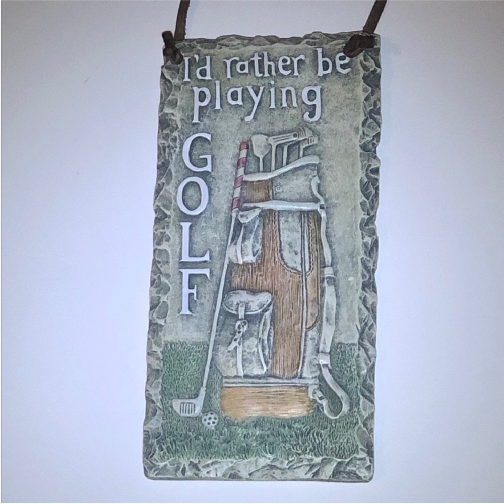 I'd Rather Be Playing Golf Wall Plaque - Golf Bag Design